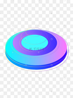 半立体紫蓝色渐变圆环建筑物