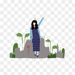 比耶女生q版比耶的女孩比耶日系校园女生手绘卡通可爱萌系女孩胜利