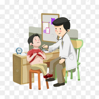 医生给小朋友听诊检查png卡通手绘元素