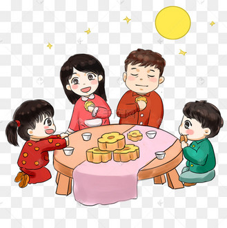 中秋节卡通手绘q版全家团圆迎中秋