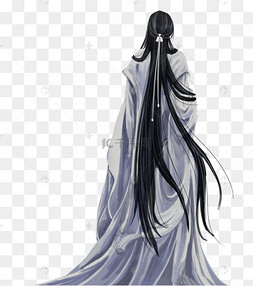 古风白衣男子背影手绘png