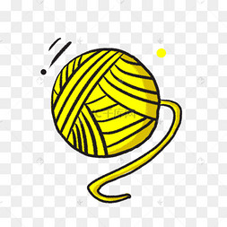 手绘风格矢量黄色毛线球