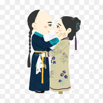 古装人物古代皇帝皇后可爱卡通风插画