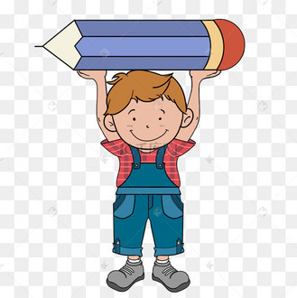 卡通举大铅笔的小男孩插画