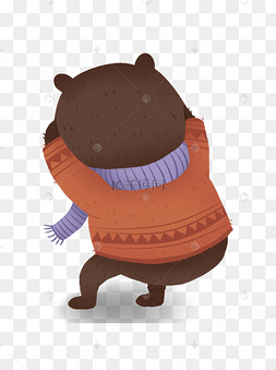 手绘卡通小熊趴在地上元素