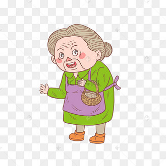冬季冬日卡通手绘买菜老太太