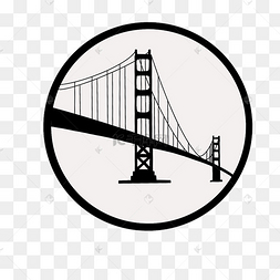 城市剪影金门大桥黑白免扣