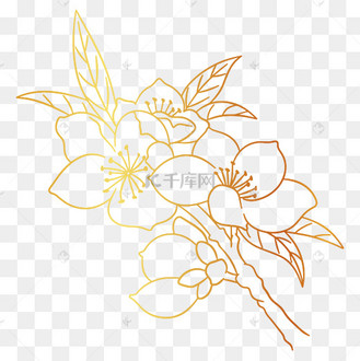 烫金杏花花卉素材