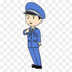 蓝军装教官人物插画