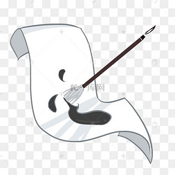 毛笔与宣纸装饰插画