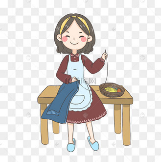 缝补衣服的妈妈pngpng