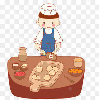 中秋节黄色暖色做月饼卡通手绘抠图