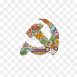 建党节党的生日党徽涂鸦风格卡通手绘q版多彩