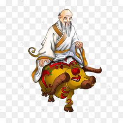 中国风老子骑青牛线描