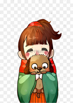 女孩抱狗狗
