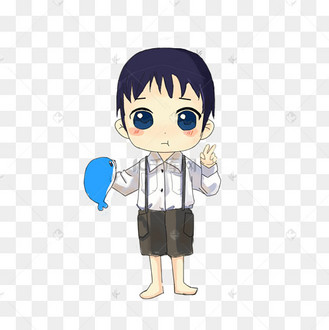 手绘q版全身呆萌的小男孩png格式
