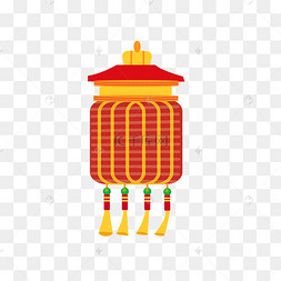 红色的挂灯笼手绘插画