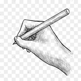 素描手拿铅笔写字