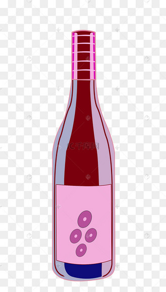手绘卡通红酒瓶子