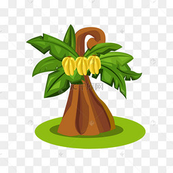 描边纯绿色矢量香蕉树