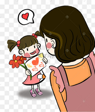 母亲节女儿送给妈妈鲜花暖色调友爱