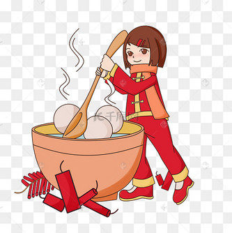 元宵佳节女孩煮元宵插画