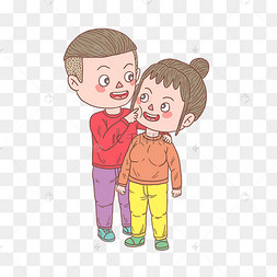 手绘人物戳脸情侣created with snap正版正版下载 png下载psd清新可爱