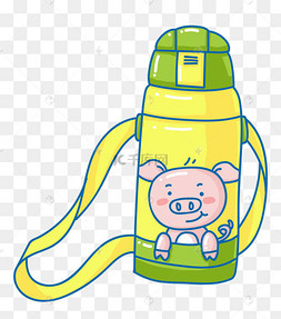 卡通绿黄色儿童水杯插画