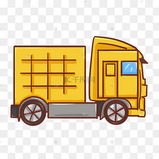 卡通q版黄色卡车货车