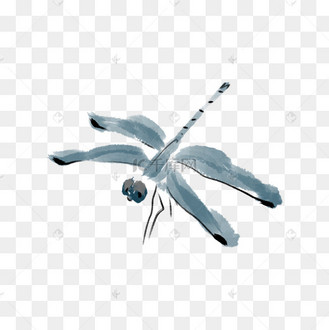 手绘水墨蜻蜓插画