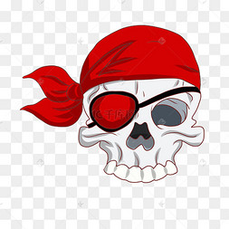 红色头巾卡通骷髅头