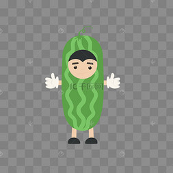 png下载psd卡通水果蔬菜绿色黄瓜下载 png下载psd拟人蔬菜黄瓜下载