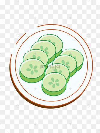 卡通手绘meb风格黄瓜片矢量图