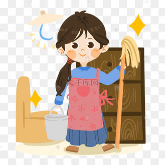 卡通慈祥妈妈做家务png素材