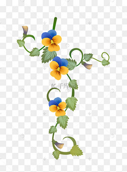 线手绘文艺花环小清新藤蔓黄色小花装饰花边水彩风手绘黄色蔷薇花朵矢