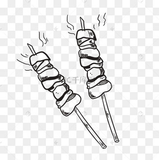 卡通手绘美味的烤肉串