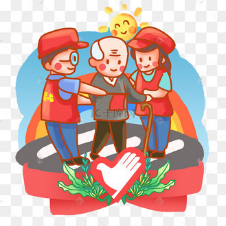 卡通可爱公益帮老人过马路
