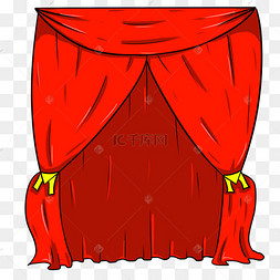 红色谢幕开幕幕布插画