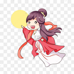 手绘卡通中秋节嫦娥奔月