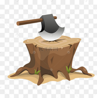 矢量手绘砍树素材