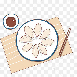 手绘美食一盘饺子插画