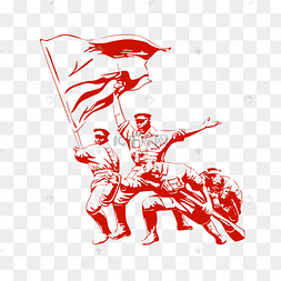 建军节军人红色剪影