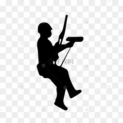 51劳动节高楼擦窗劳动人员剪影矢17