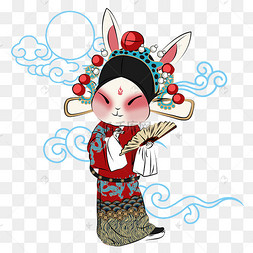 中秋节红色q版京剧兔爷