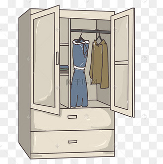 手绘打开的衣柜插画