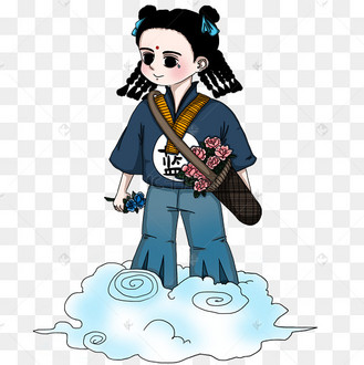 中国风卡通手绘幼龄蓝采和