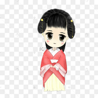 古代人物古人汉服交领红色小女孩萌系q版可爱