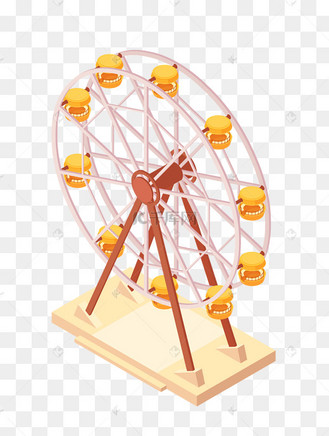 手绘2.5d摩天轮插画