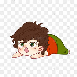 一个在趴着的小男孩