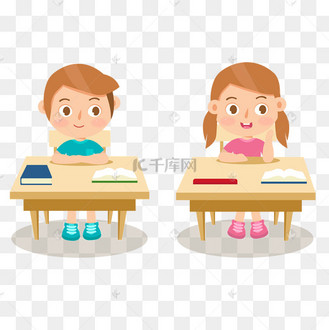 矢量上课的小学生